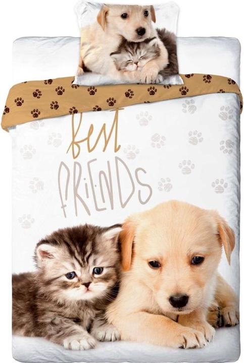 Immagine prodotto Faro Biancheria da letto giovanile 014 BEST FRIENDS DOG AND CAT Set 140x200cm + cuscino 70x90cm