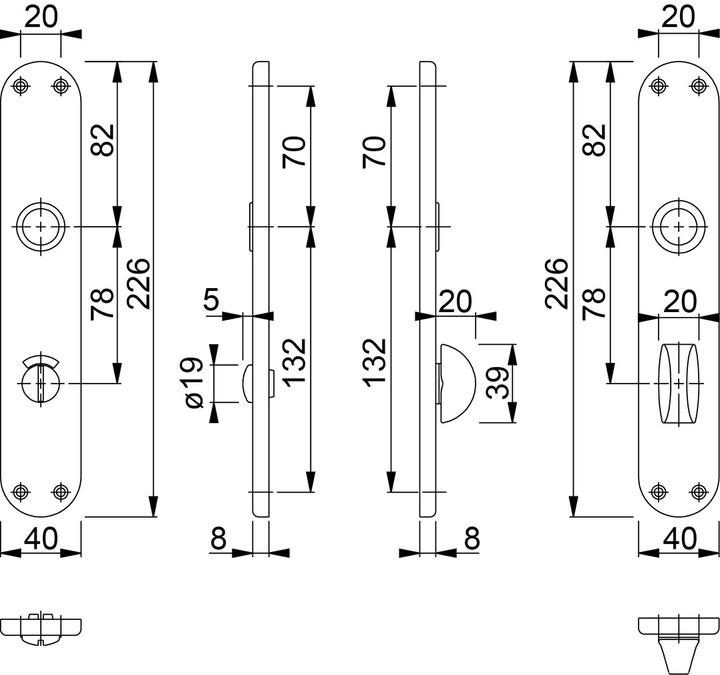 Actual product image Hoppe WC door plates 300PI/RW/OL (Door plate set)