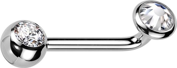 Hollywood Body Jewelry Barbell L gebogen Innengewinde silber mit Kugel silber Kristall silber und Scheibe silber Kristall s (Titan G23, ohne Messing)