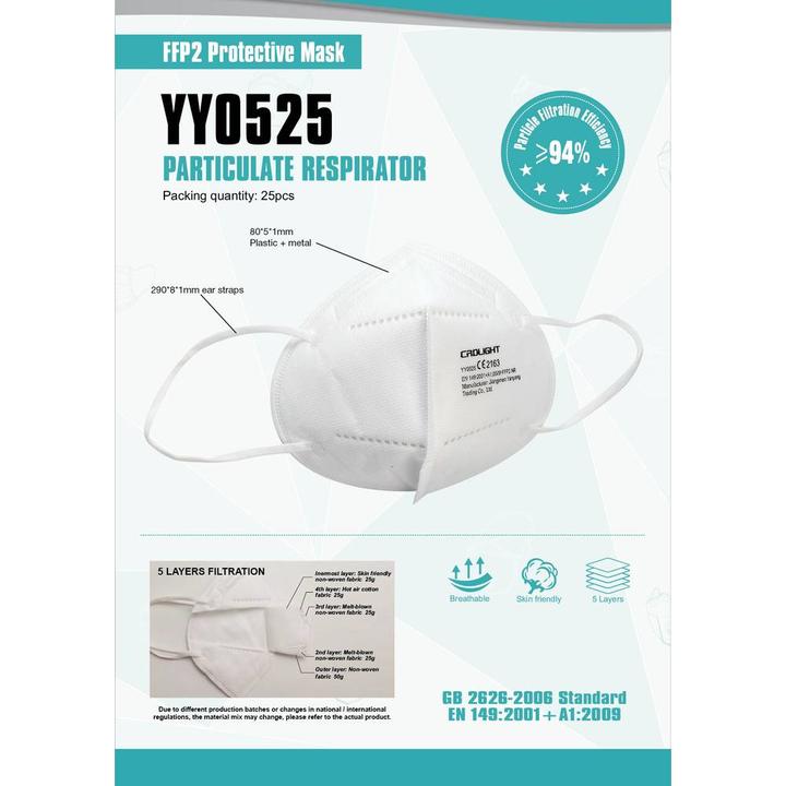 Produktbild CRD Light CRDFFP2 Feinstaubmaske ohne Ventil FFP2 25 St. DIN EN 149:2001 + A1:2 (FFP2, 25 x)