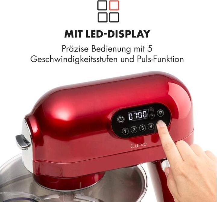 Produktbild Klarstein Curve Küchenmaschine Rot (1000 W)
