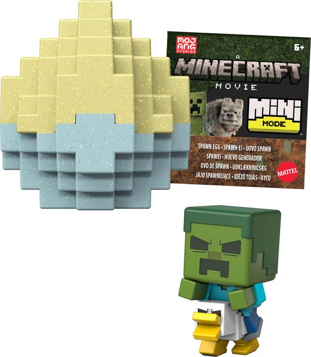 Actual product image Mattel Minecraft Movie Mini Mode Spawn Eggs Zombie Riding Chicken