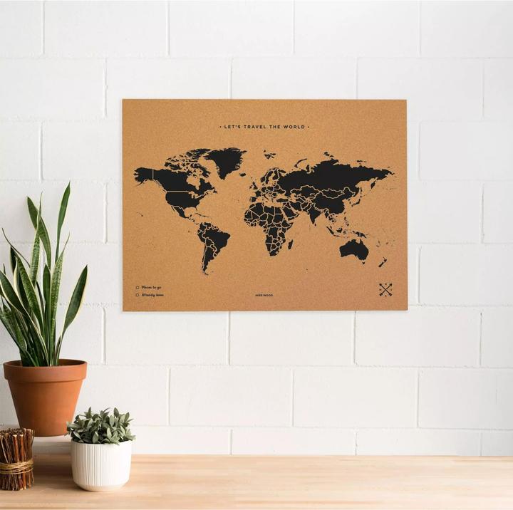 Woody Map World Map XL (Bulletin board, World map, 90 x 60 cm)