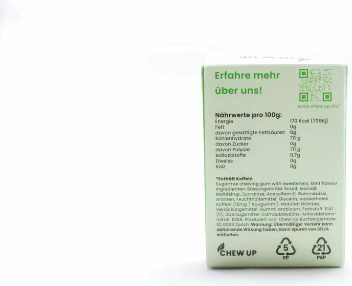 Nutritional values and ingredients Chew Up Matcha & Mint (1 pcs., 20 g)