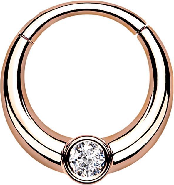 Star Piercing Micro Segmentring klappbar rosegold unten dicker mit Kristall (Chirurgenstahl 316L)