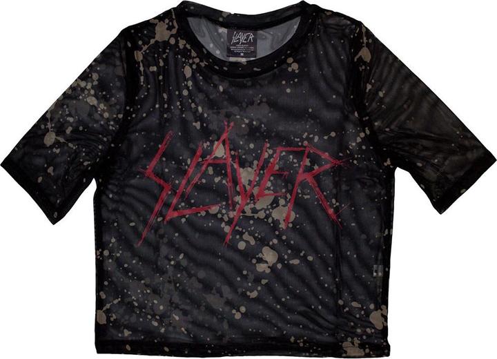 Slayer Scratchy Logo Netzgewebe Crop Top (Girlie)
