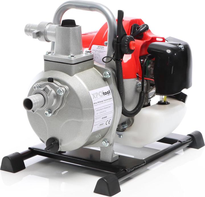 Produktbild XPOtool Benzin Wasserpumpe 1,25kW 25,4mm 8.000l/h 30m Gartenpumpe 2-Takt-Motor (Gartenpumpe)
