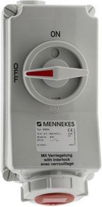 Actual product image Mennekes Switchable IP67 Industrial Interlock Socket 3P+E, Earthing Position 6h, 16A, 400 V