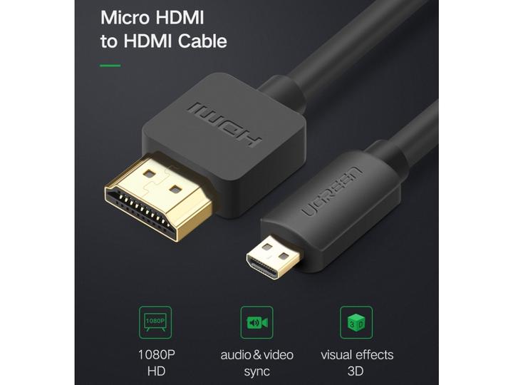 Produktbild Ugreen Micro HDMI auf HDMI 19pin 4K 60Hz 2.0V gold (1 m, HDMI)
