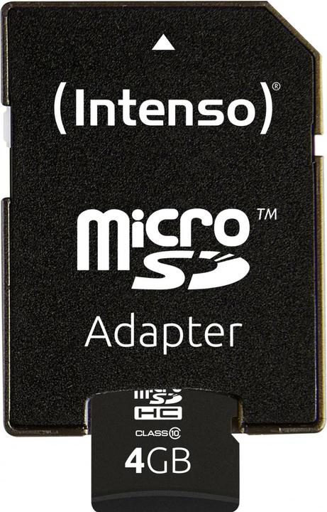 Image du produit Intenso MEMORY MICRO SDHC 4GB C10 W/ADAPTER 3413450 (4 Go, SDHC)