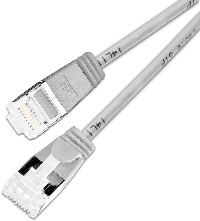 Produktbild SLIM Slimpatchkabel RJ-45, Cat 6A, U/FTP, 0.1 m, Grau, 50-Pack (U/FTP, CAT6a, 0.10 m)
