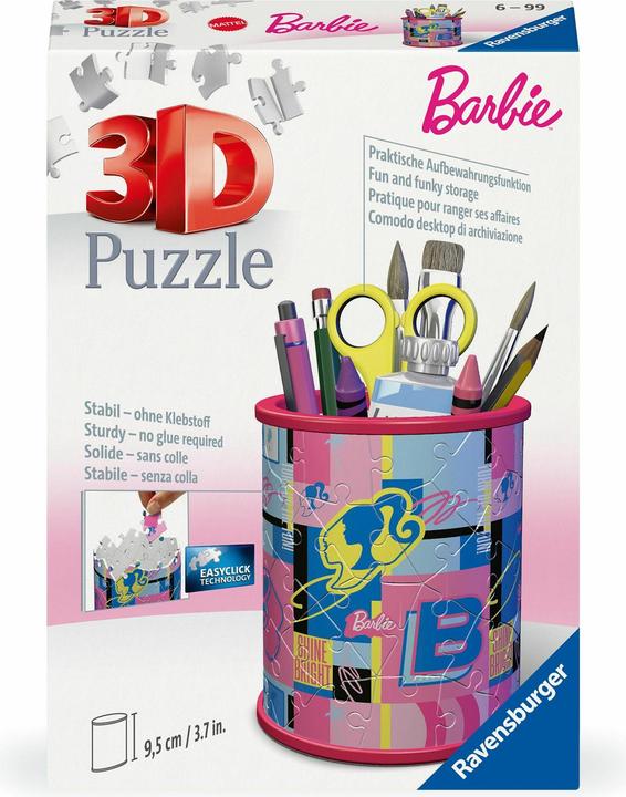 Actual product image Ravensburger 3D Puzzle 11585 - Utensilo Barbie - Pencil holder for Barbie fans aged 6 and over (54 pieces)