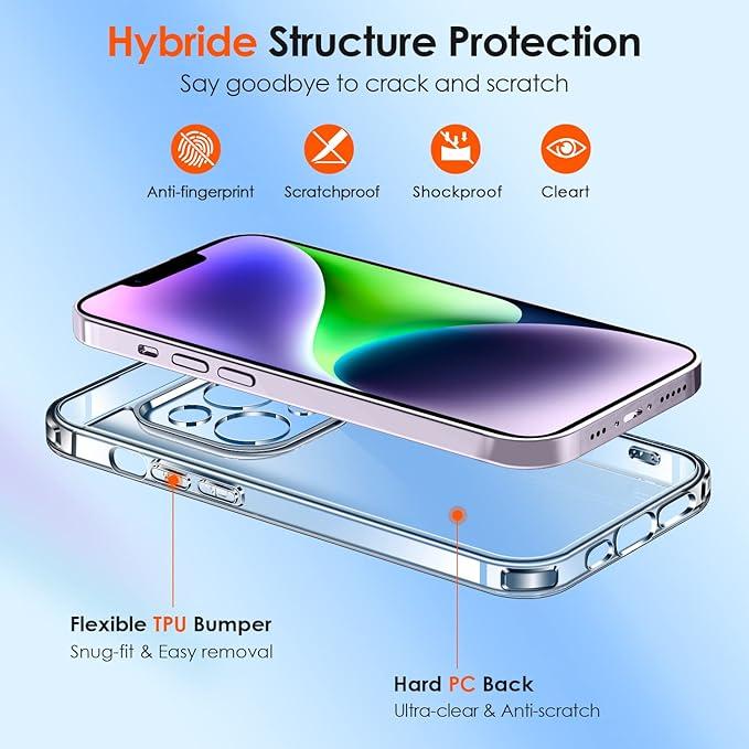 Actual product image Ivoler Set 3 in 1 case for iPhone 14 6.1 inch - 1 mobile phone case with 2 pieces of armoured glass (Apple iPhone 14)