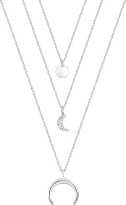 Elli Halskette Halbmond Layer Kristalle Silber (925 Sterling Silber vergoldet, Glaskristall, 40 cm)