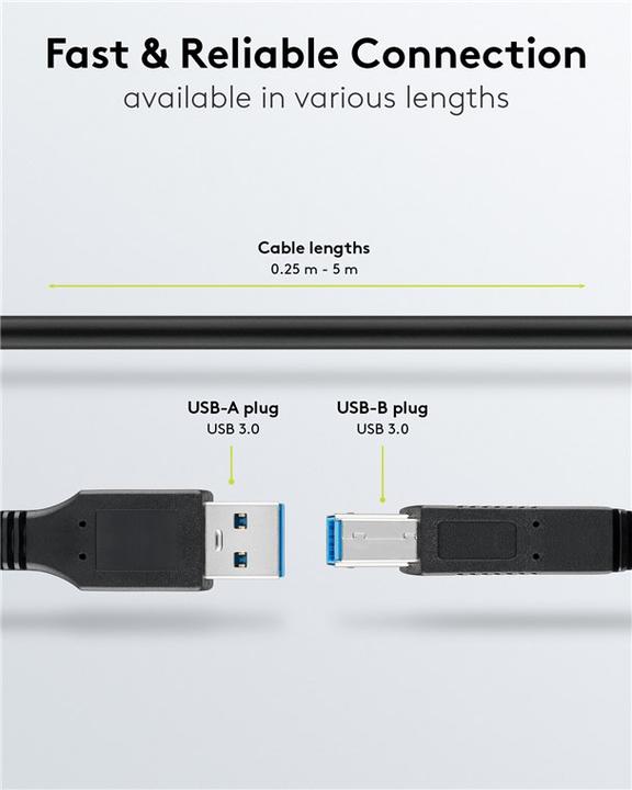 Produktbild Goobay USB A — USB B (0.25 m, USB 3.2 Gen 1, 15 W)