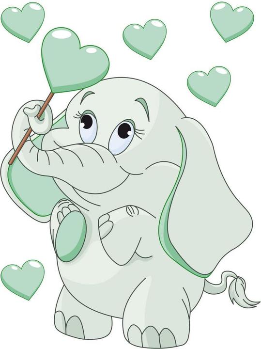 Image du produit Trenddeko Bébé éléphant avec des coeurs (30 x 40 cm, 45 x 60 cm, 90 x 120 cm, 60 x 80 cm, 75 x 100 cm)