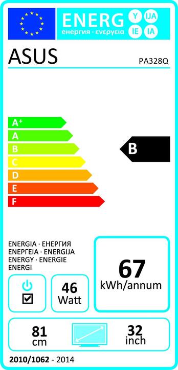 Energy Label ASUS ProArt PA328Q (3840 x 2160 Pixels, 32")