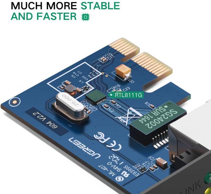 Produktbild Ugreen Adapter sieciowy PCI Express US230, Gigabit 10/100/1000Mbps (Mini PCI Express)