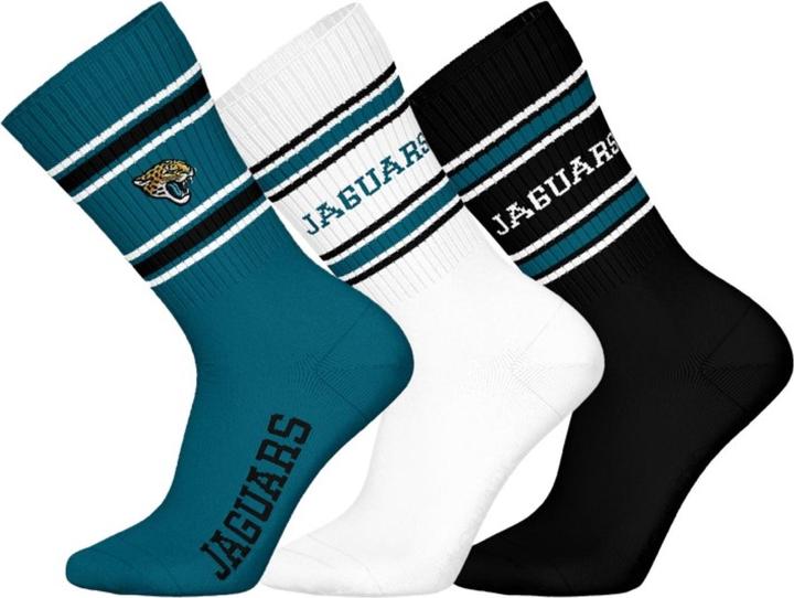 Barefoot Jacksonville Jaguars 3pk Crew Socks 43-46 (43 - 46)