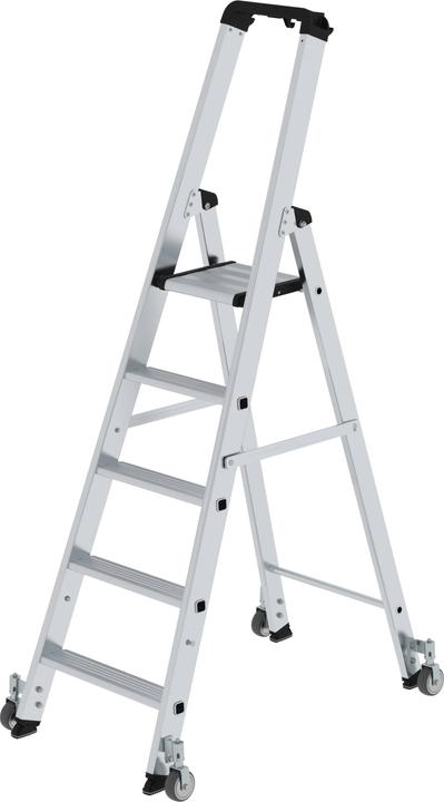 Produktbild Munk Stufen-Stehleiter einseitig begehbar mit Rollen 5 Stufen (Stehleiter, 315 cm)
