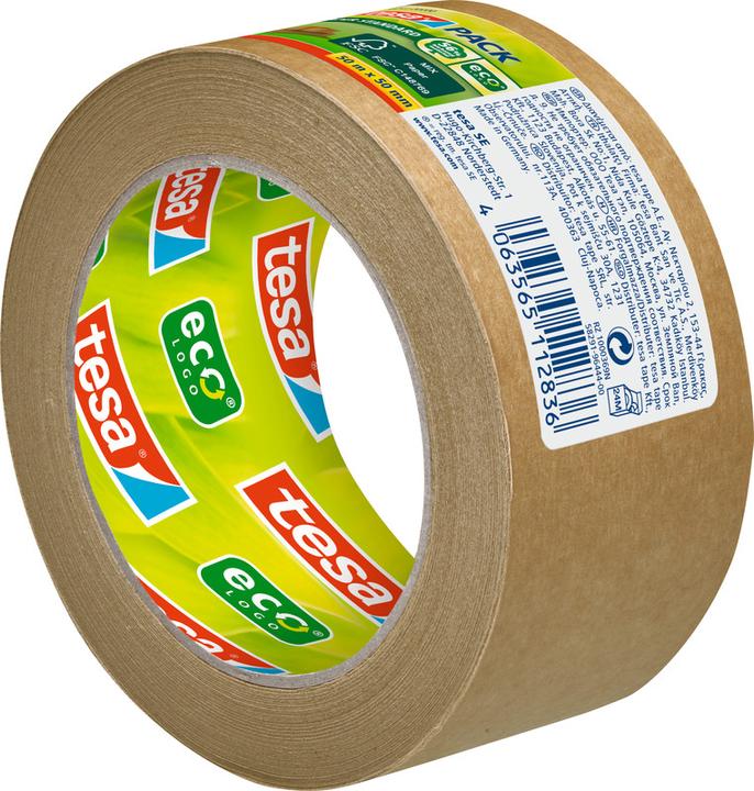 Produktbild tesa tesapack PAPER STANDARD Verpackungsband - 56 % biobasiertes Material - recyclingfreundlich (50 mm)