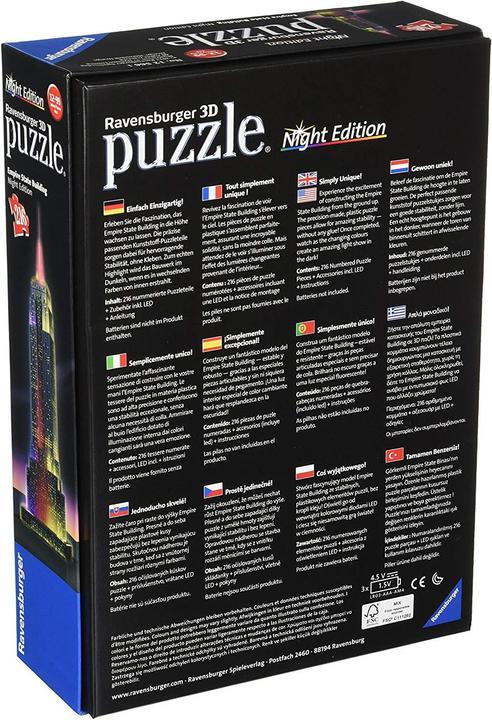 Actual product image Ravensburger Empire State Building at night (216 pieces)