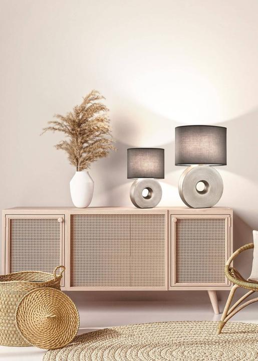 Immagine prodotto Fischer & Honsel Lampada da tavolo Honsel Eye E14 paralume in tessuto chintz antracite, bianco argento 50477