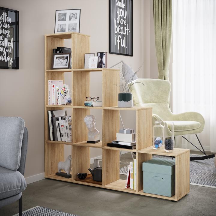Produktbild VCM Holz Stand Treppenregal 10 Fächer Napoli (143 x 29 x 139 cm)