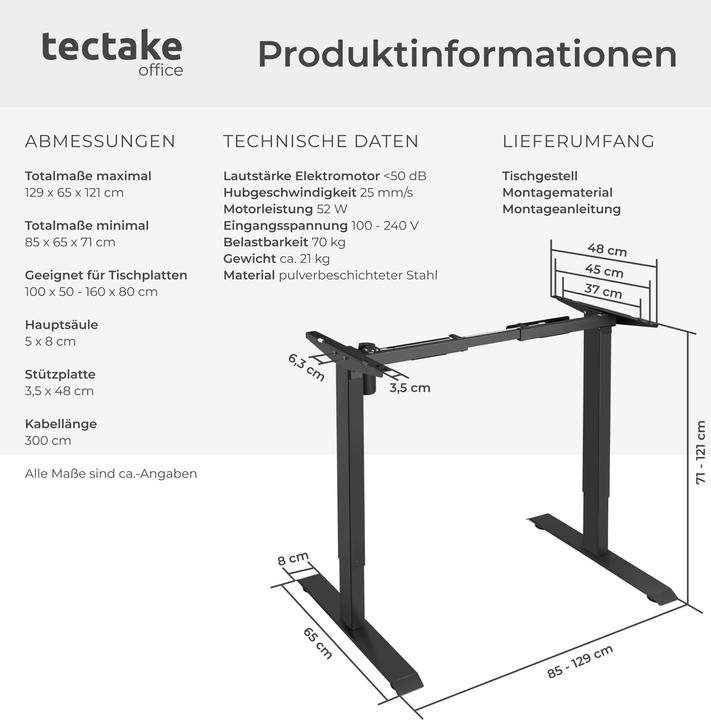 Produktbild tectake Elektrisches Tischgestell
