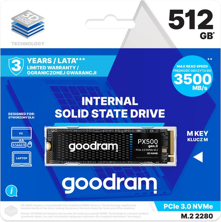 Actual product image Goodram PX500 GEN.3 SSDPR-PX500-512-80-G3 (512 GB, M.2 2280)