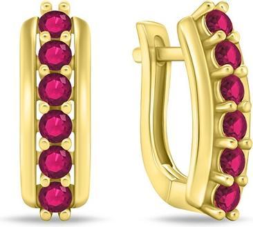 Brilio Silver - Stunning gold plated earrings with fuchsia zircons EA543YR
