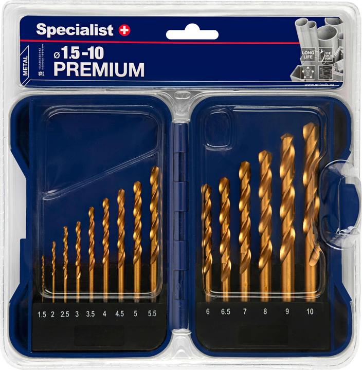 Image du produit Jeu de forets en titane 1.5-10 mm 15 pcs (1, 2, 3, 4, 5, 6, 7, 8, 9, 10 mm)