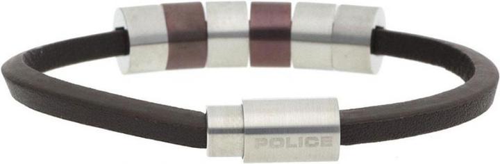 Police Armband (19 cm, Leder, Edelstahl)