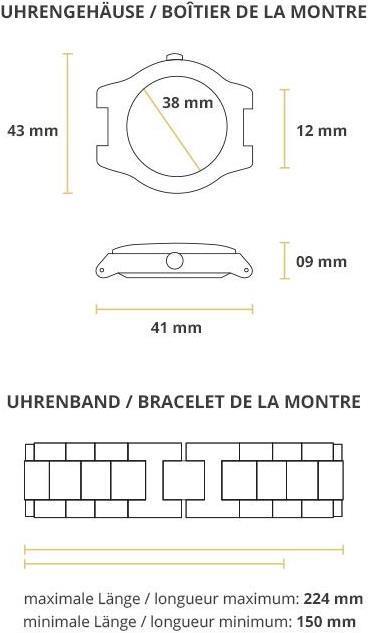 Image du produit Bambuu Horloge en bois (Montre analogique, 38 mm)
