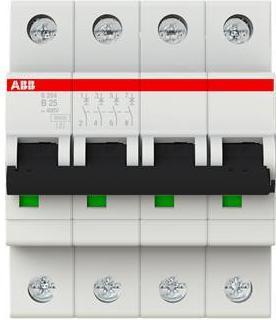 Actual product image ABB S200 MCB 25A 4 Pole Type B 6kA