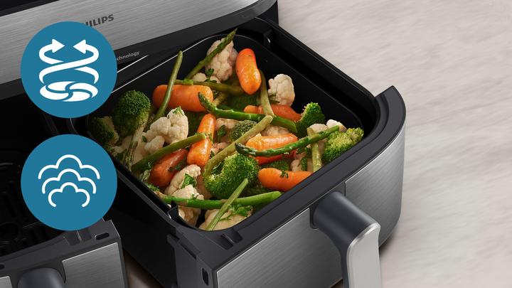 Produktbild Philips Steam Airfryer Dual Basket NA555/09