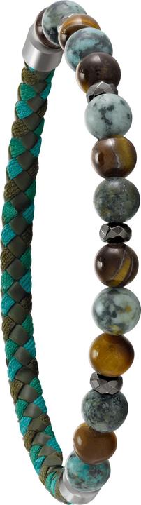 Produktbild Jourdan Elastisches Armband, Kordel und Natursteine ​​(gelbes Tigerauge, Jaspis, Hämatit) (7 cm, Natursteine)