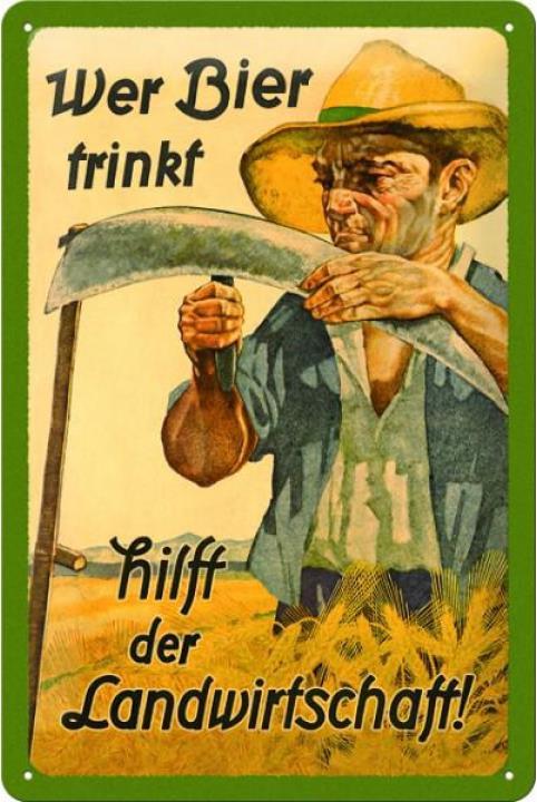 Nostalgic-Art Merchandising Who drinks beer helps (20 x 30 cm)