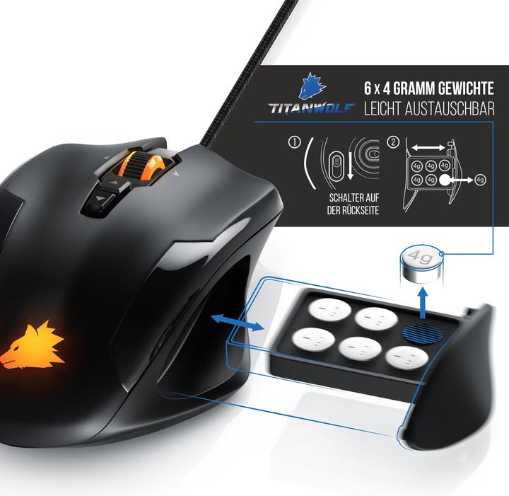 Actual product image Titanwolf Mechanical Keyboard, Mouse & Mouse Pad Gaming Bundle (DE, Cable)