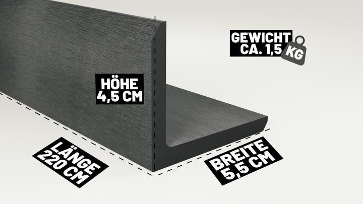 Actual product image Endorphin ® WPC Abschlussleisten 5er Set Hellgrau 220cm Winkelprofil 5,5 x 4,5cm (5 x)