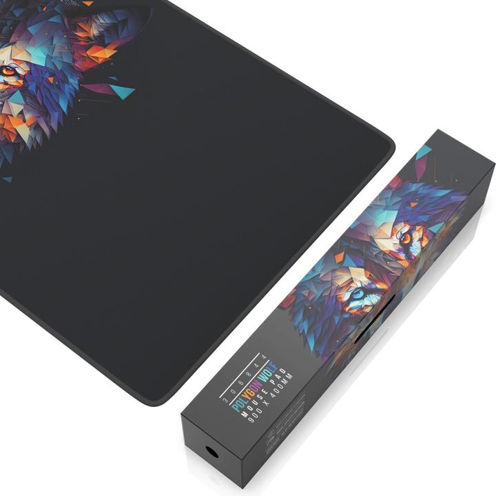 Image du produit Titanwolf Gaming Mauspad XXL, glattes Stoffgewebe, Speed Mausmatte 900 x 400 mm grosse Fläche, Polygon Wolf (XXL)
