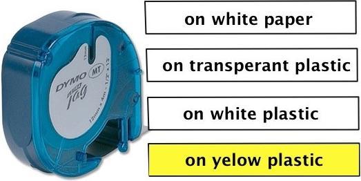 Actual product image Dymo Plastic ribbon black on yellow (1.20 cm, Yellow)