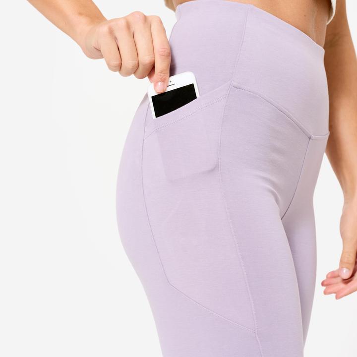 Image du produit Domyos Legging de fitness taille haute femme, violet fumé (W26/L30)