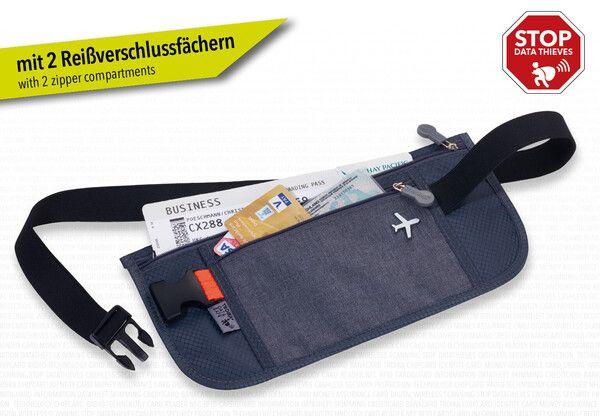 Produktbild Troika SICHERHEITSGURT Gürteltasche mit 2 Reissverschlussfächern, grau