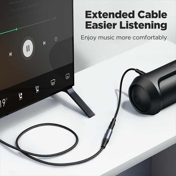 Immagine prodotto Joyroom Cavo audio stereo AUX mini jack 3,5 mm (maschio) - mini jack (femmina) 1,2 m nero (SY-A09) (1.20 m, Estensione)