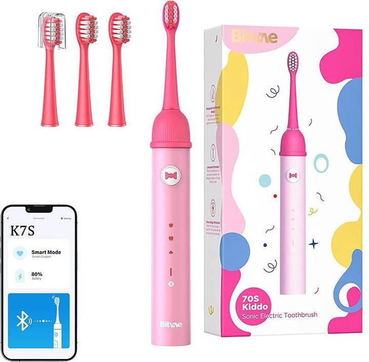 Produktbild Bitvae Sonic toothbrush with app for kids and tips set K7S (pink) (Schallzahnbürste)