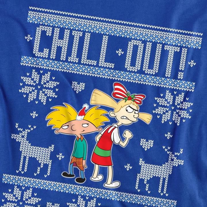 Actual product image Hey Arnold! Unisex Adult Chill Out Arnold & Helga Christmas Jumper Sweatshirt (L)