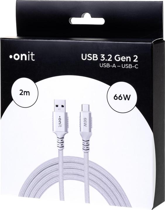 Produktbild Onit USB 3.1-Kabel USB A - USB C 2 m, Weiss (2 m, USB 3.1, 66 W)