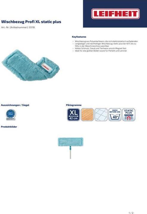 Produktbild Leifheit Wischbezug Profi XL static plus (1 Stk.)