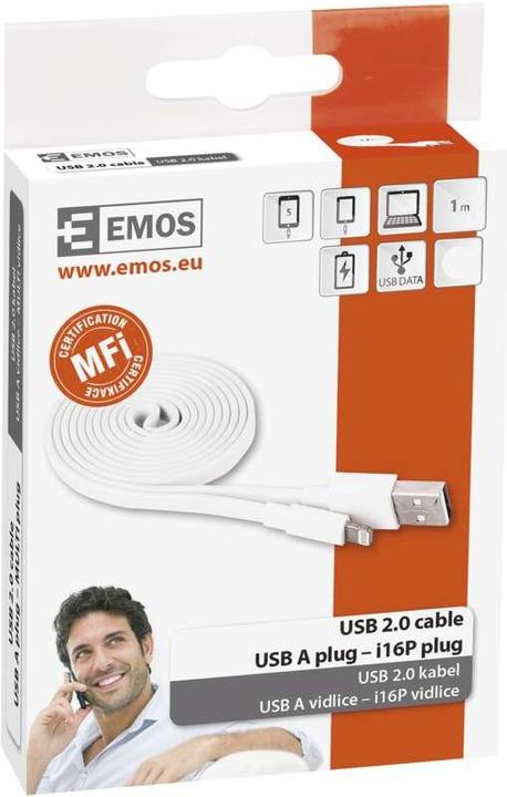 Produktbild Emos USB Kabel 2.0 A Stecker - i16P Stecker 1m, weiss (1 m, USB 2.0)